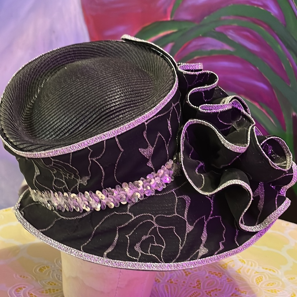 Vintage Ms. Divine Black Silver Sequin Hat - Picture 3 of 5